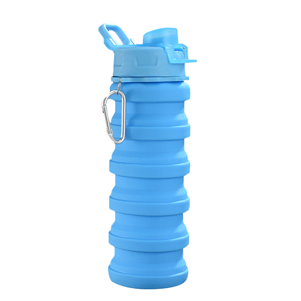 Water Bottle with Lid Solid Color/Camouflage Foldable Kettle for Sports Travel 7 Colors Portable Collapsible Silicone