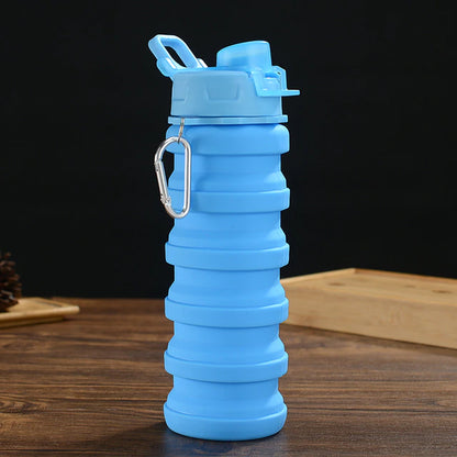 Water Bottle with Lid Solid Color/Camouflage Foldable Kettle for Sports Travel 7 Colors Portable Collapsible Silicone