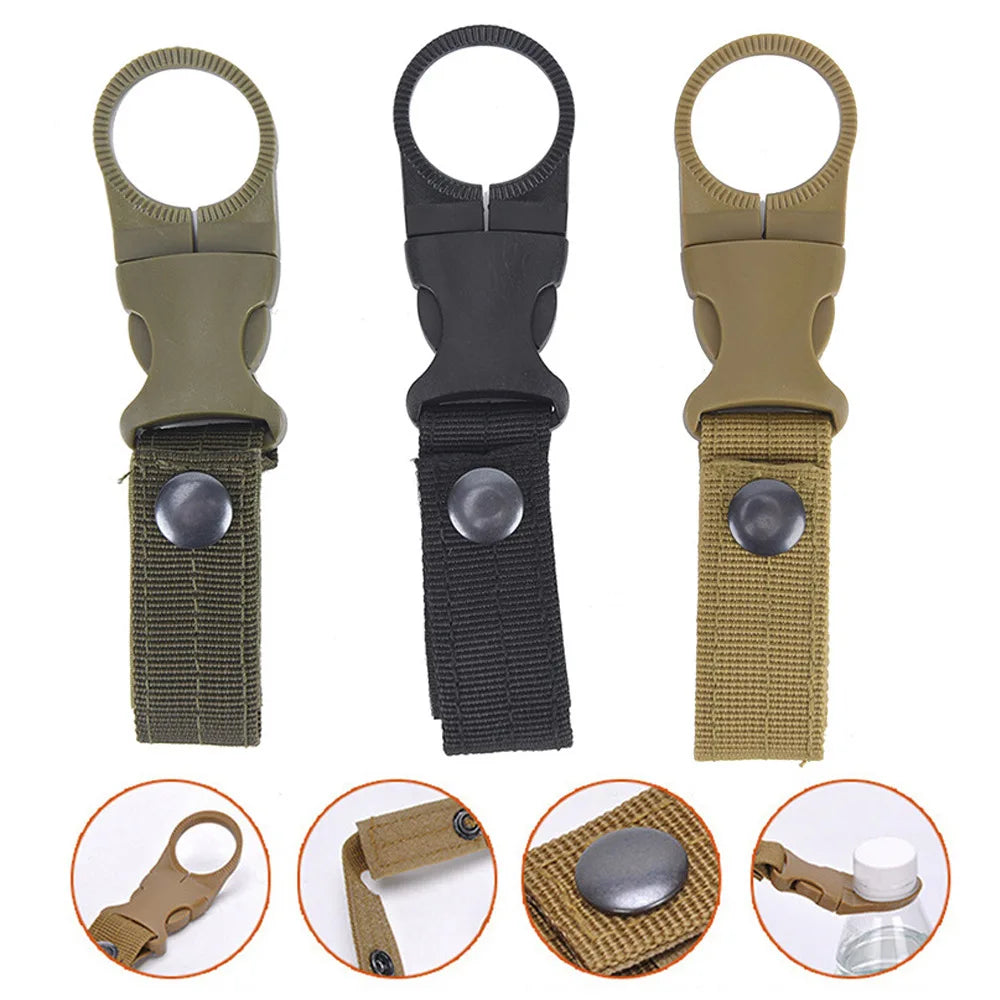 Water Bottle Hanger Molle Webbing Backpack Buckle Carabiners Attach Quickdraw Holder Outdoor Camping Hiking Climbing Accessories